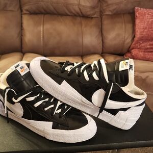 "Nike Blazer×Sacai Low" Black and White Men's Sneakers